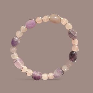 Large Amethyst & Rose Quartz Handmade Bracelet